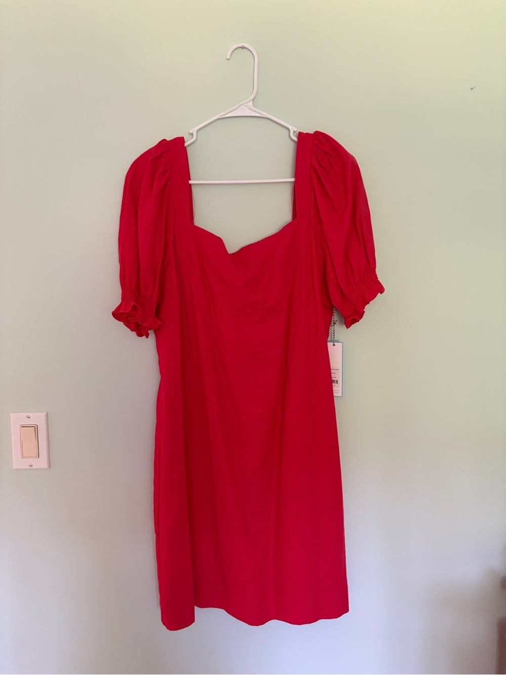 Draper James Scarlet Puff-Sleeve Square Neck Mini Dress